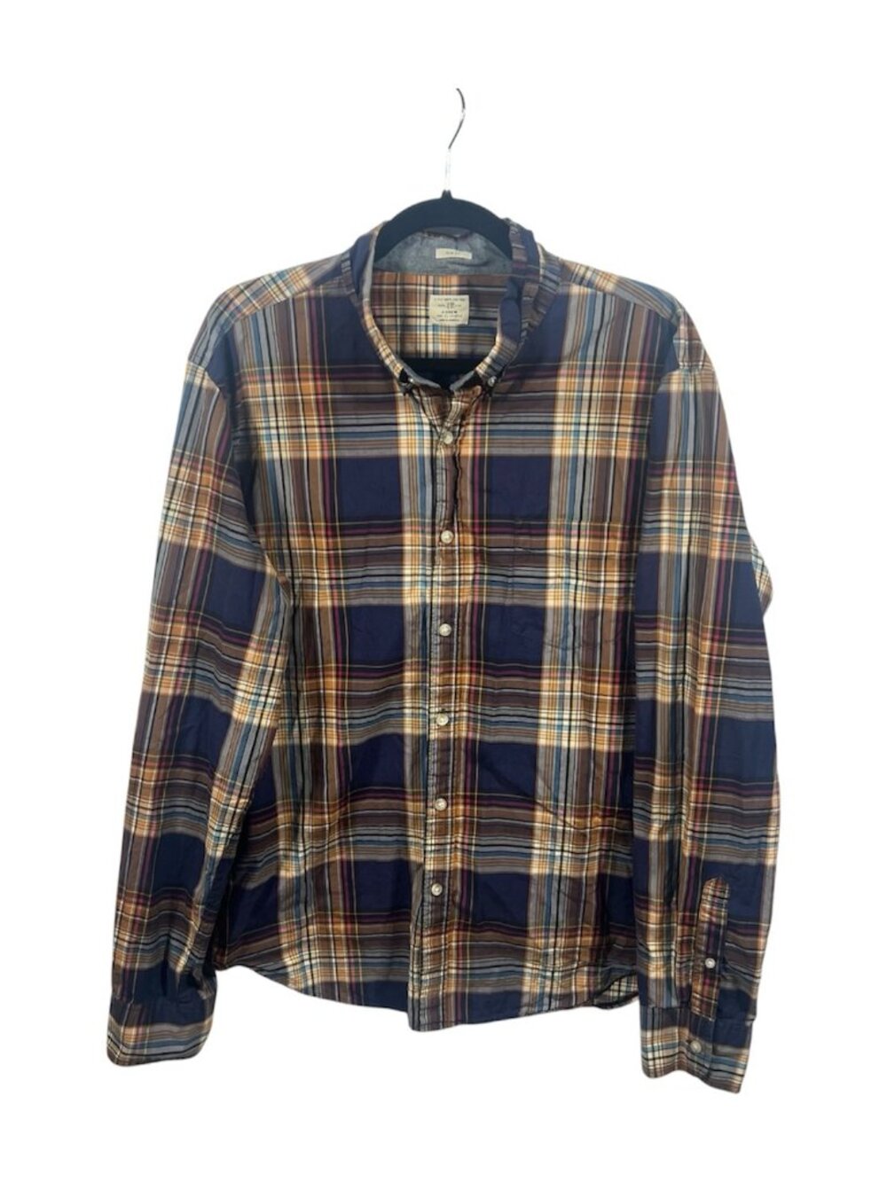 J Crew Shirt Mens Casual Button Down Shirt 2 Ply Cotton XL Slim Fit Plaid Preppy
